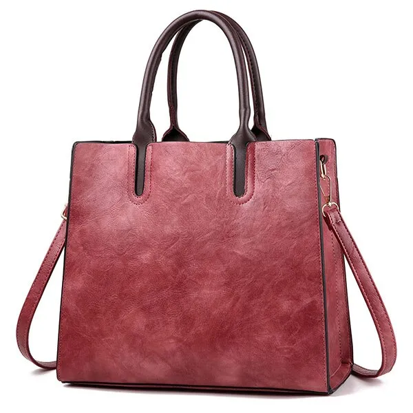 Famous Brand Designer Handbags Leather Bags Women Large Capacity Vintage Hand Top-Handle Bags Solid Tote Ladies Shoulder Bag