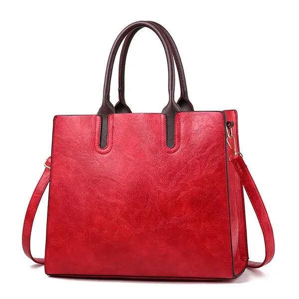 Famous Brand Designer Handbags Leather Bags Women Large Capacity Vintage Hand Top-Handle Bags Solid Tote Ladies Shoulder Bag