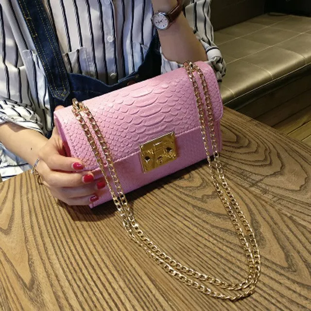 Fashion Alligator PU Leather Shoulder & Crossbody Bag – Women’s Flap Messenger Handbag with Chain