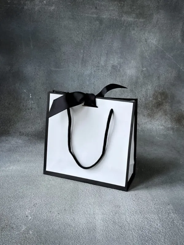 FSC® Black Edge Matt Laminated Ribbon Gift Bags