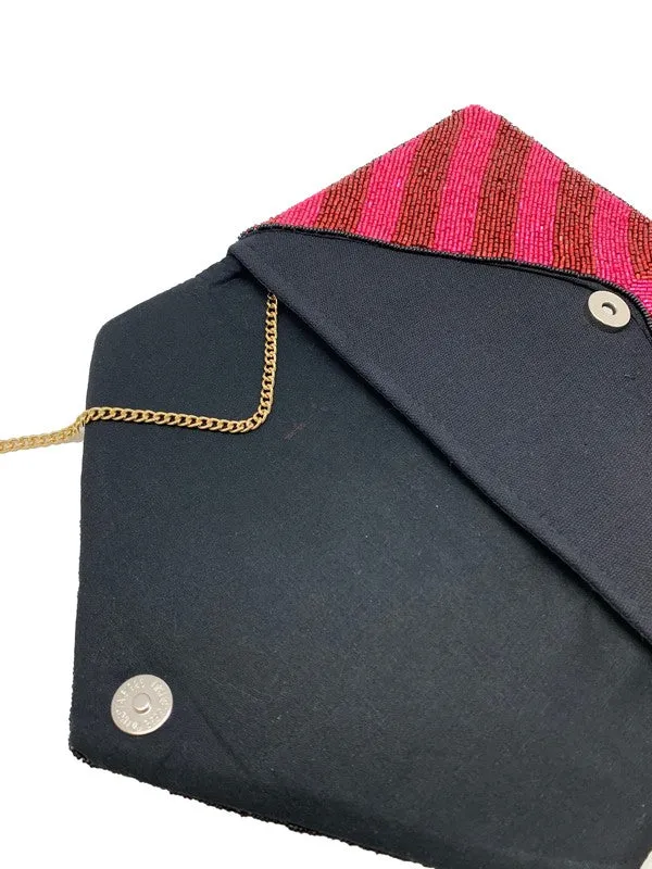 Fuchsia & Red Beaded Clutch