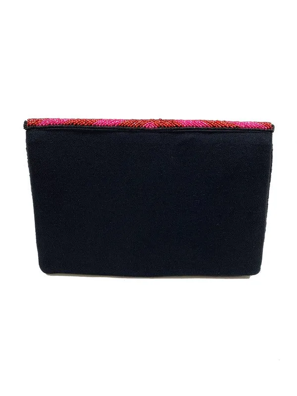 Fuchsia & Red Beaded Clutch