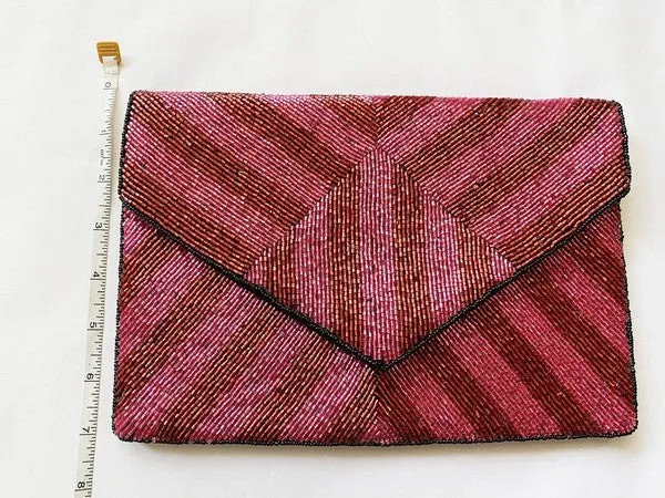 Fuchsia & Red Beaded Clutch