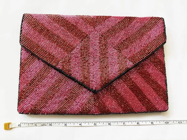 Fuchsia & Red Beaded Clutch