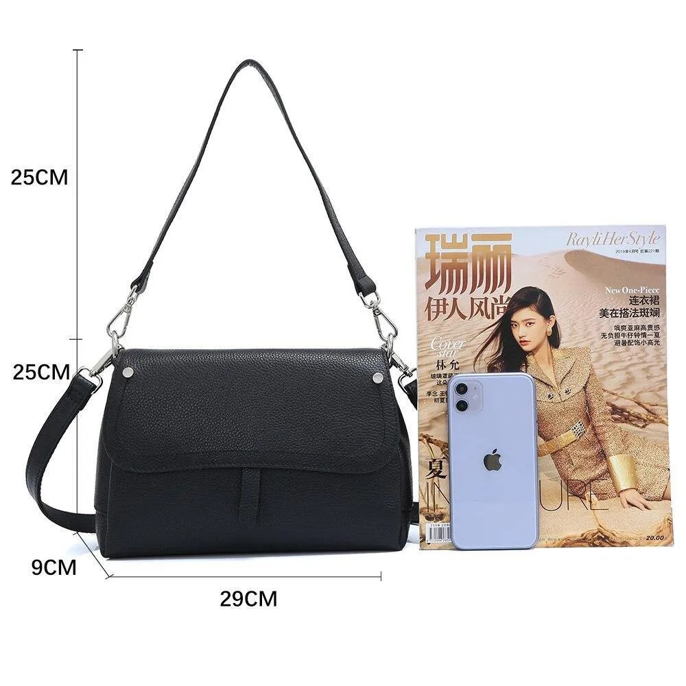 Genuine Leather Fashion Shoulder Bag Women Flap Messenger Crossbody Handbag