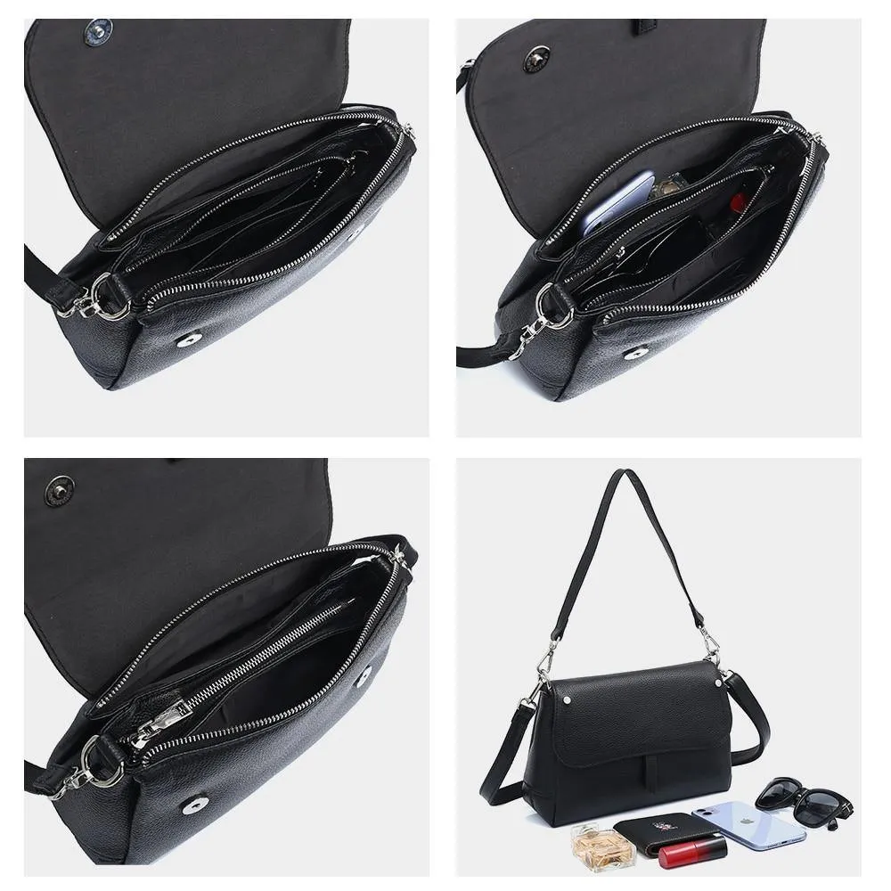 Genuine Leather Fashion Shoulder Bag Women Flap Messenger Crossbody Handbag