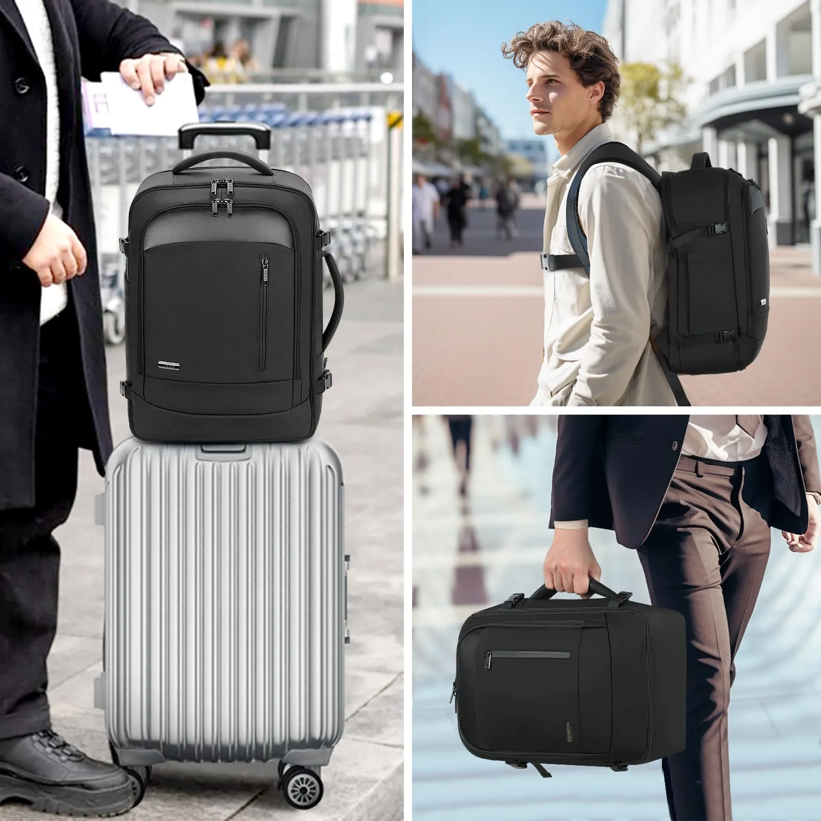 Hand Luggage Waterproof Backpack with 3 Packing Cubes, Large Travel Backpack Travel Backpack