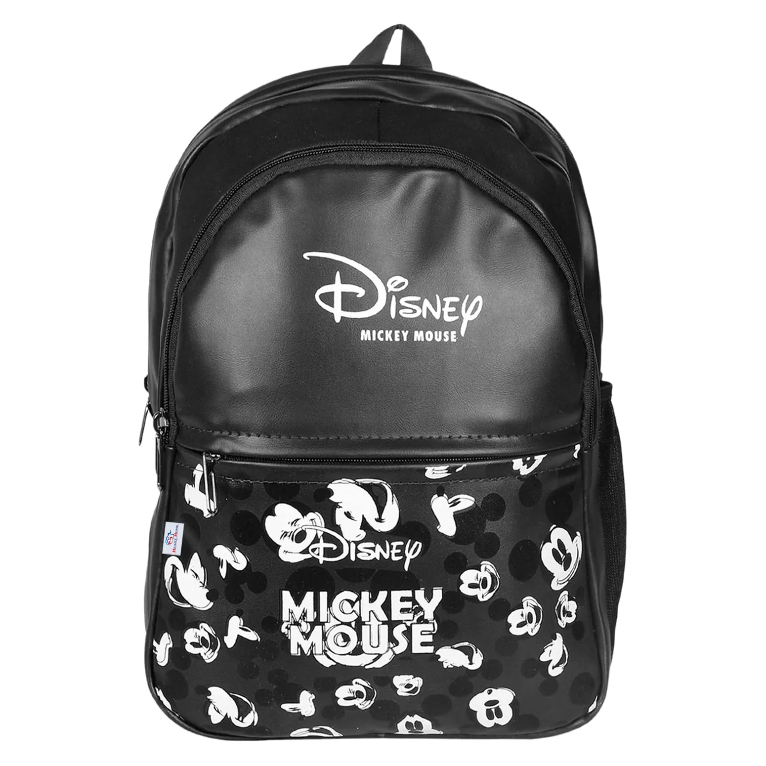 Heart Home Disney Mickey School Bag for Kids|Stylish Backpacks for Kids|Leather Waterproof Shoulder Straps Bag for College|Travel (Black)
