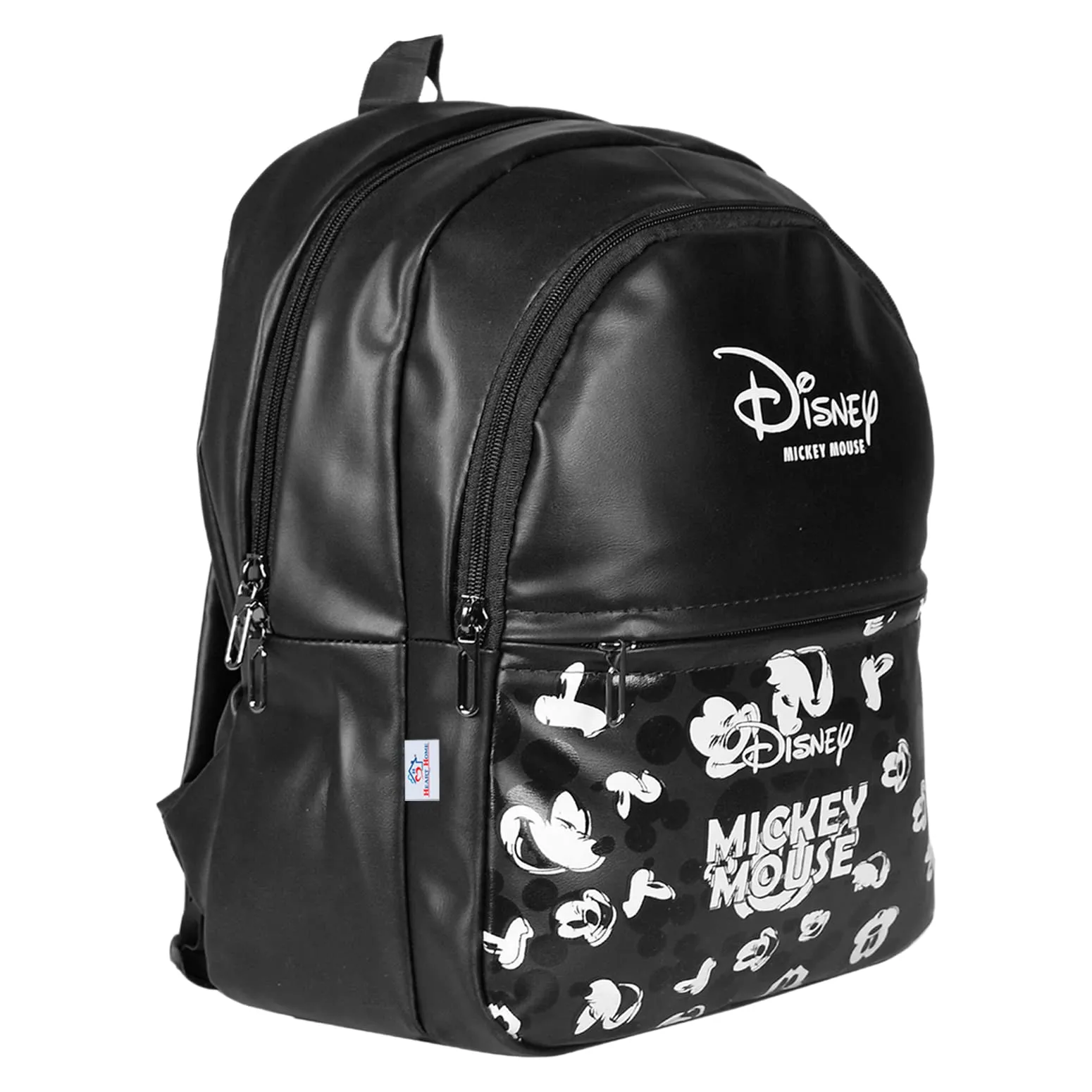 Heart Home Disney Mickey School Bag for Kids|Stylish Backpacks for Kids|Leather Waterproof Shoulder Straps Bag for College|Travel (Black)