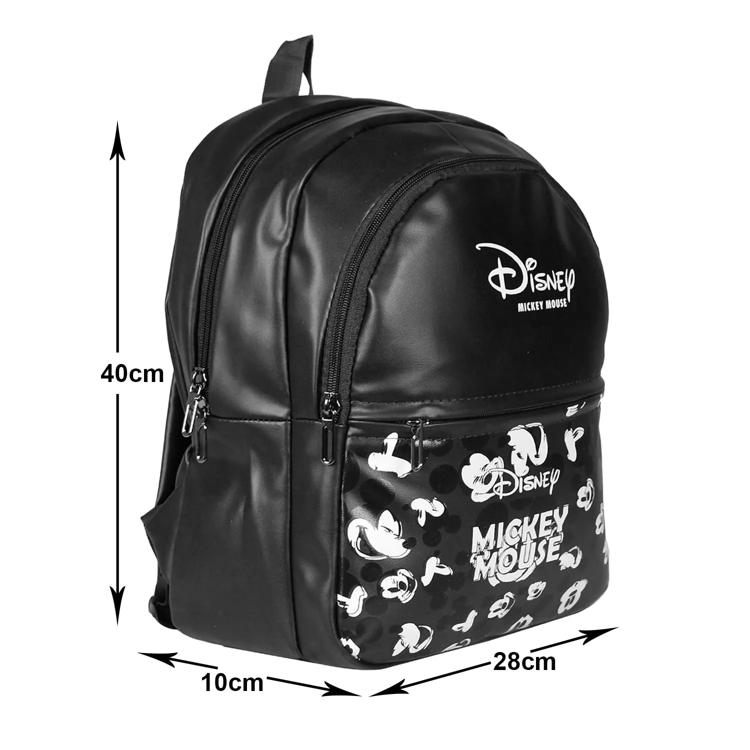 Heart Home Disney Mickey School Bag for Kids|Stylish Backpacks for Kids|Leather Waterproof Shoulder Straps Bag for College|Travel (Black)