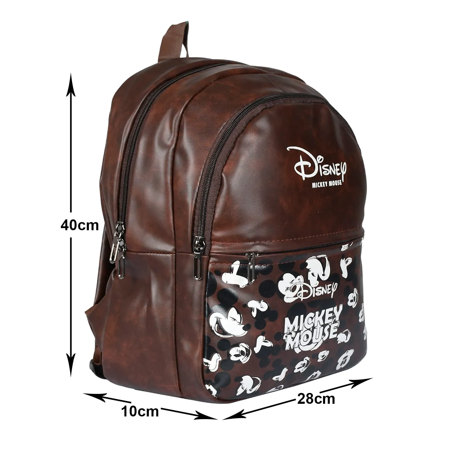 Heart Home Disney Mickey School Bag for Kids|Stylish Backpacks for Kids|Leather Waterproof Shoulder Straps Bag for College|Travel (Brown)