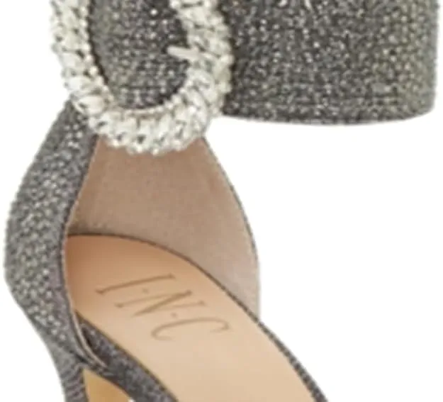 INC International Concepts Reyna Open Toe Dress Shoes  Color Pewter Size 8.5M