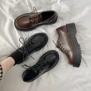 Joskaa Platform Oxfords Women's Shoes Women Heels Platforms Lolita Shoes School Uniform Shoes Student Girls Kawaii Round Toe Mary Janes