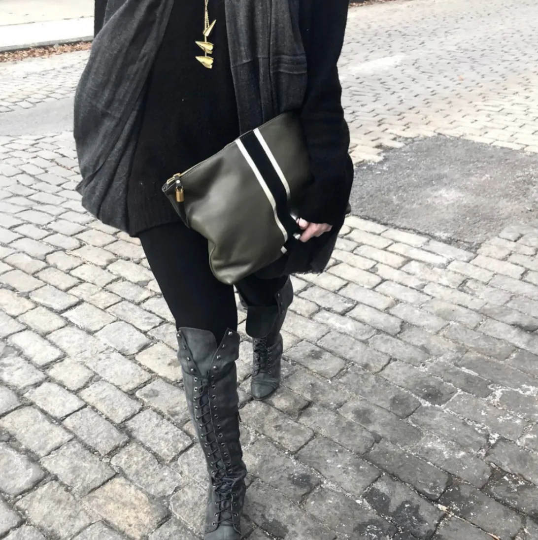 Kempton & Co. Olive/Silver/Black Clutch