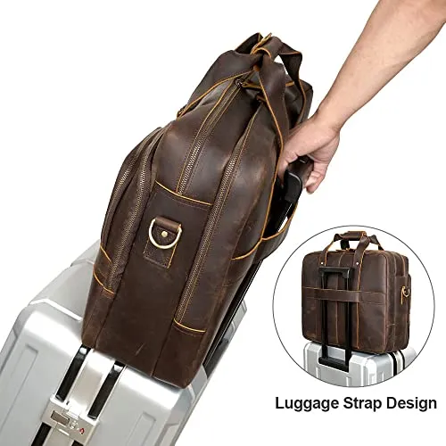 Large Leather Briefcase for Men - Business Travel