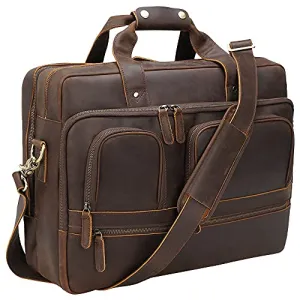 Large Leather Briefcase for Men - Business Travel