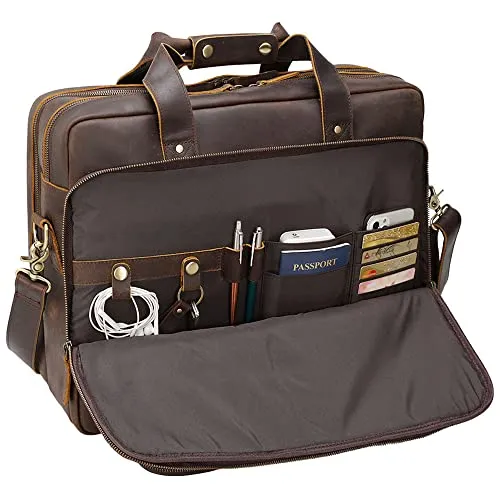 Large Leather Briefcase for Men - Business Travel