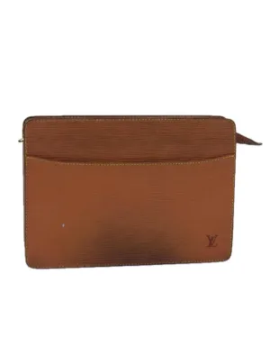 LOUIS VUITTON Pochette Voyage Clutch Brown Leather