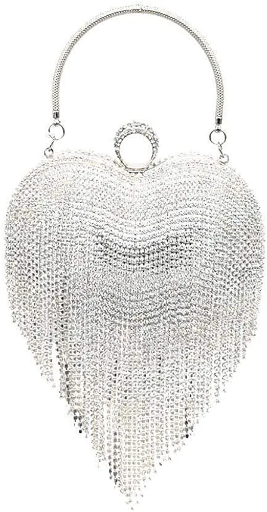 Luxury Black Heart Tassel Party Clutch Bag/Purse/Handbag