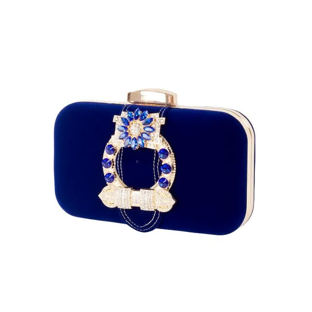 Luxy Moon Gorgeous Rhinestone Velvet Evening Clutch