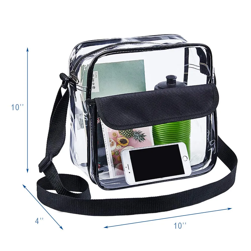 Magicbags Clear Cross-Body Messenger Shoulder Bag, NFL and PGA Stadium Approved Clear Purse with Adjustable Strap