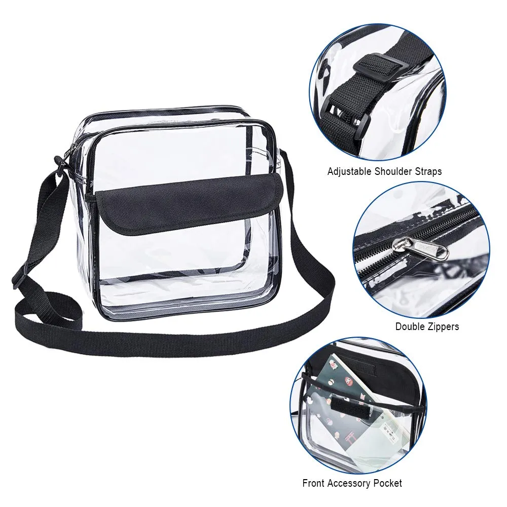 Magicbags Clear Cross-Body Messenger Shoulder Bag, NFL and PGA Stadium Approved Clear Purse with Adjustable Strap