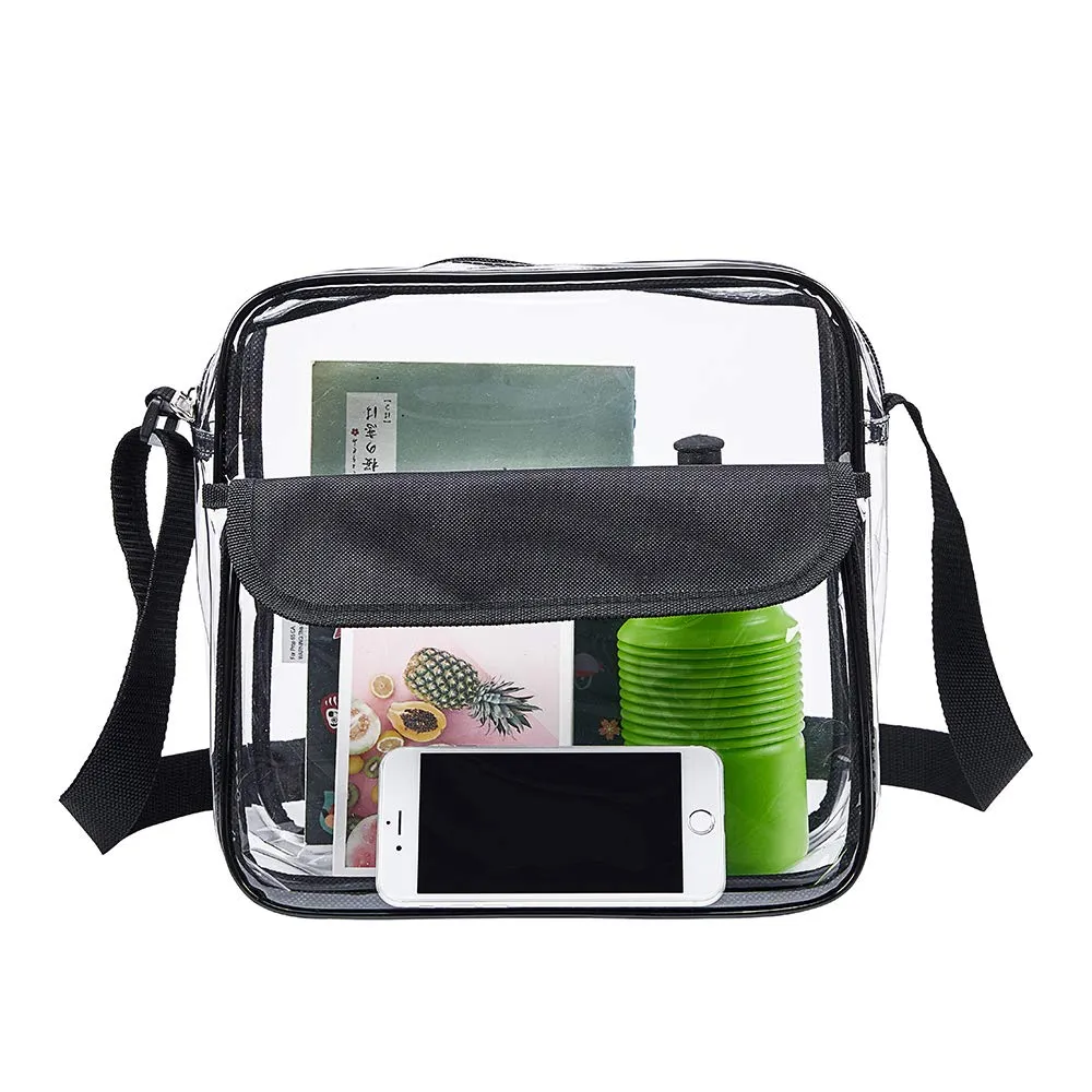 Magicbags Clear Cross-Body Messenger Shoulder Bag, NFL and PGA Stadium Approved Clear Purse with Adjustable Strap