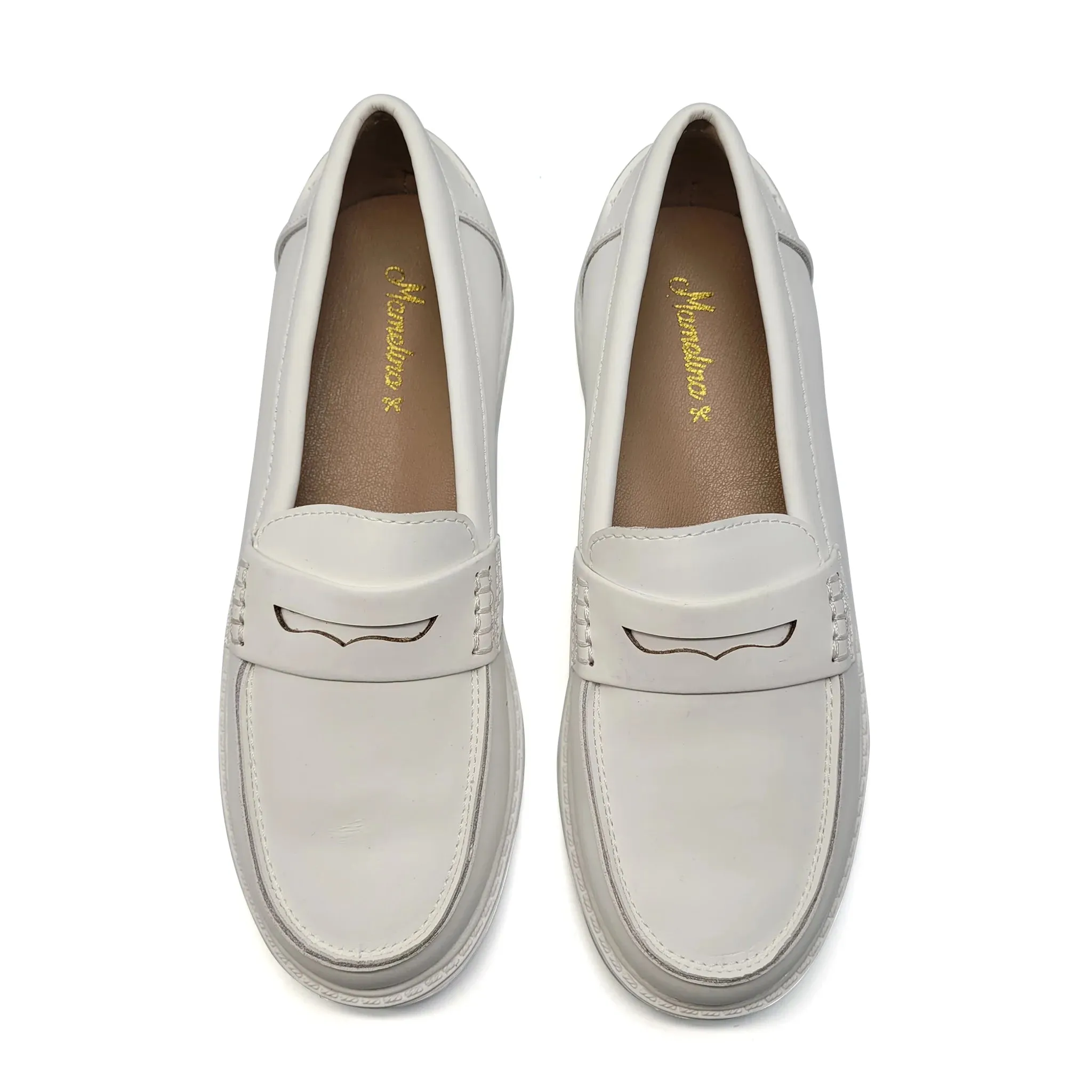 Mamelina White Silk Chunky Penny Loafer 1288