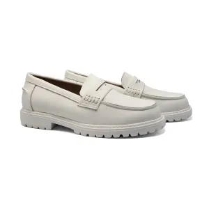Mamelina White Silk Chunky Penny Loafer 1288