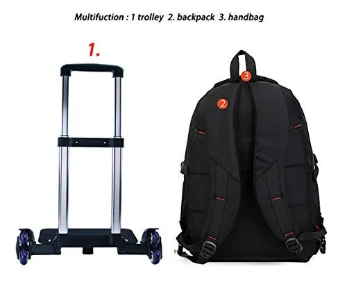 Meetbelify Kids Rolling Backpacks Luggage Six Wheels Unisex Trolley School Bags Black