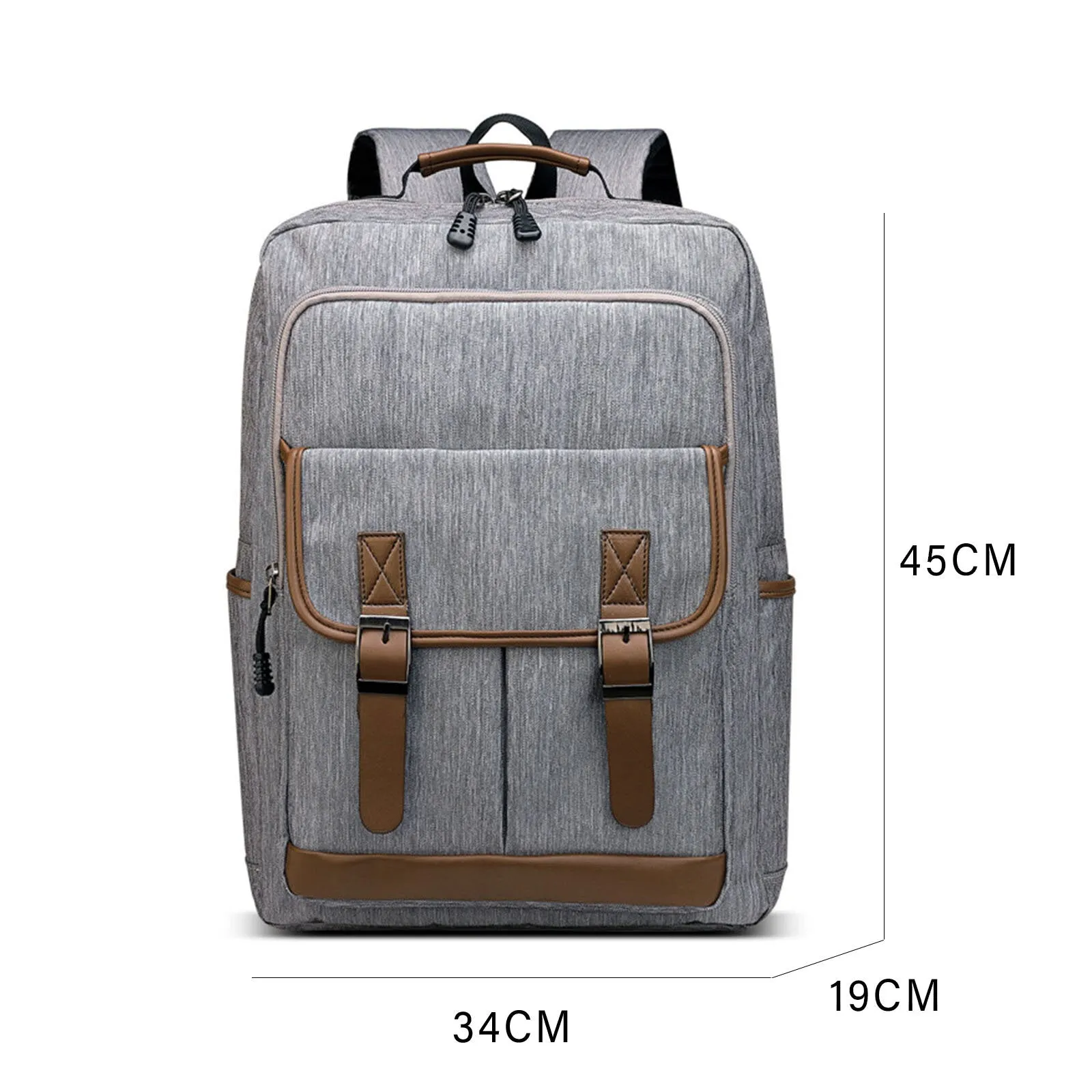 Men Polyester Casual Backpack Large-capacity Multi-pocket Zipper Backpack Travel Bag Laptop Bag