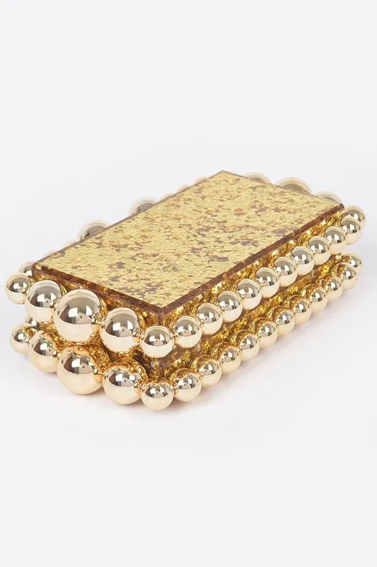 Metallic Beads Glitter Iconic Clutch