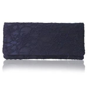 Navy lace clutch handbag ASTRID