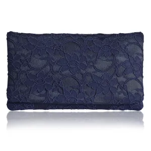 Navy lace large clutch handbag ASTRID