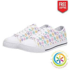 Pastel Diamond Love  Ladies Low Top Canvas Shoes