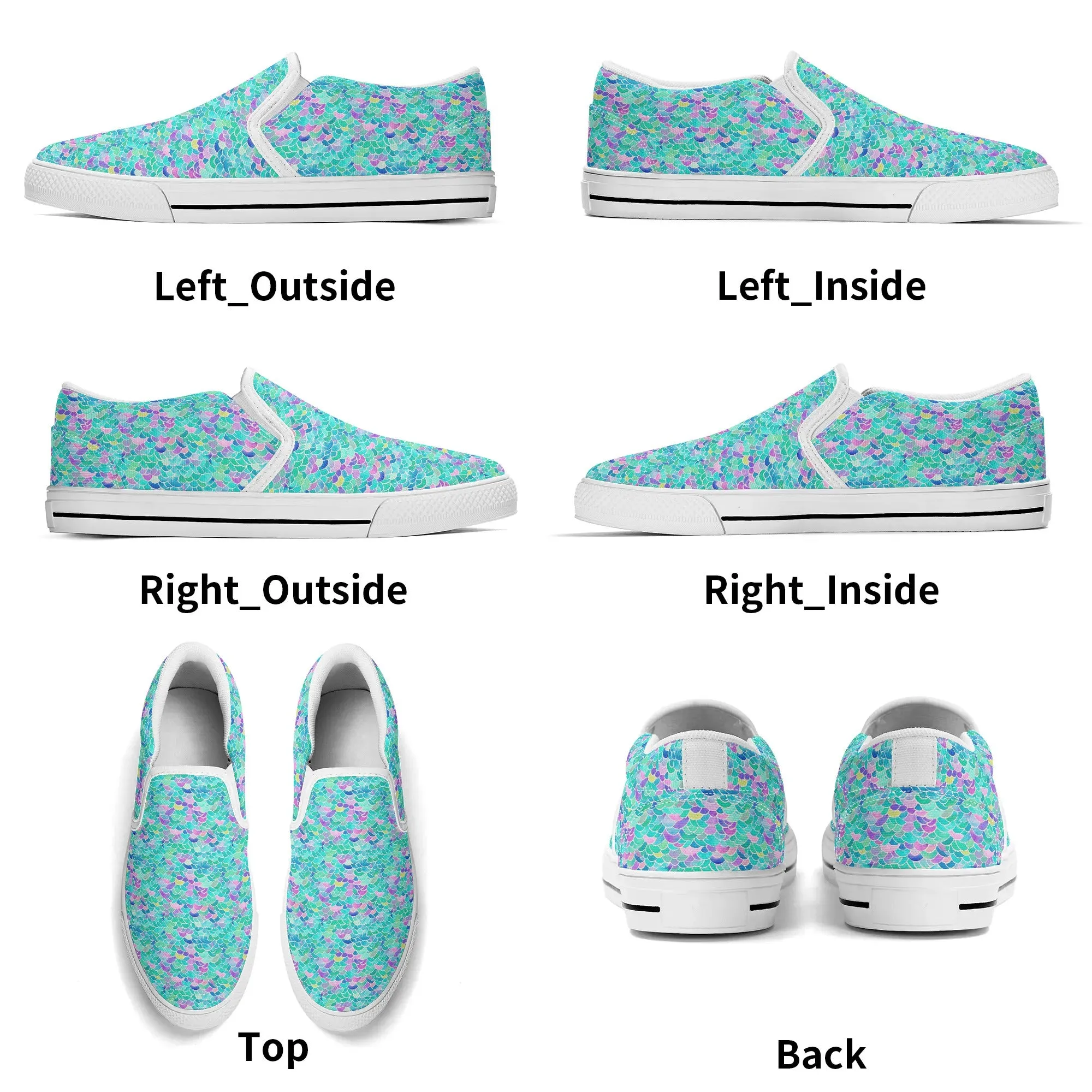 Pastel Seas: Mermaid Tail in Enchanting Pastel Hues Womens Canvas Slip On Shoes US5-US12