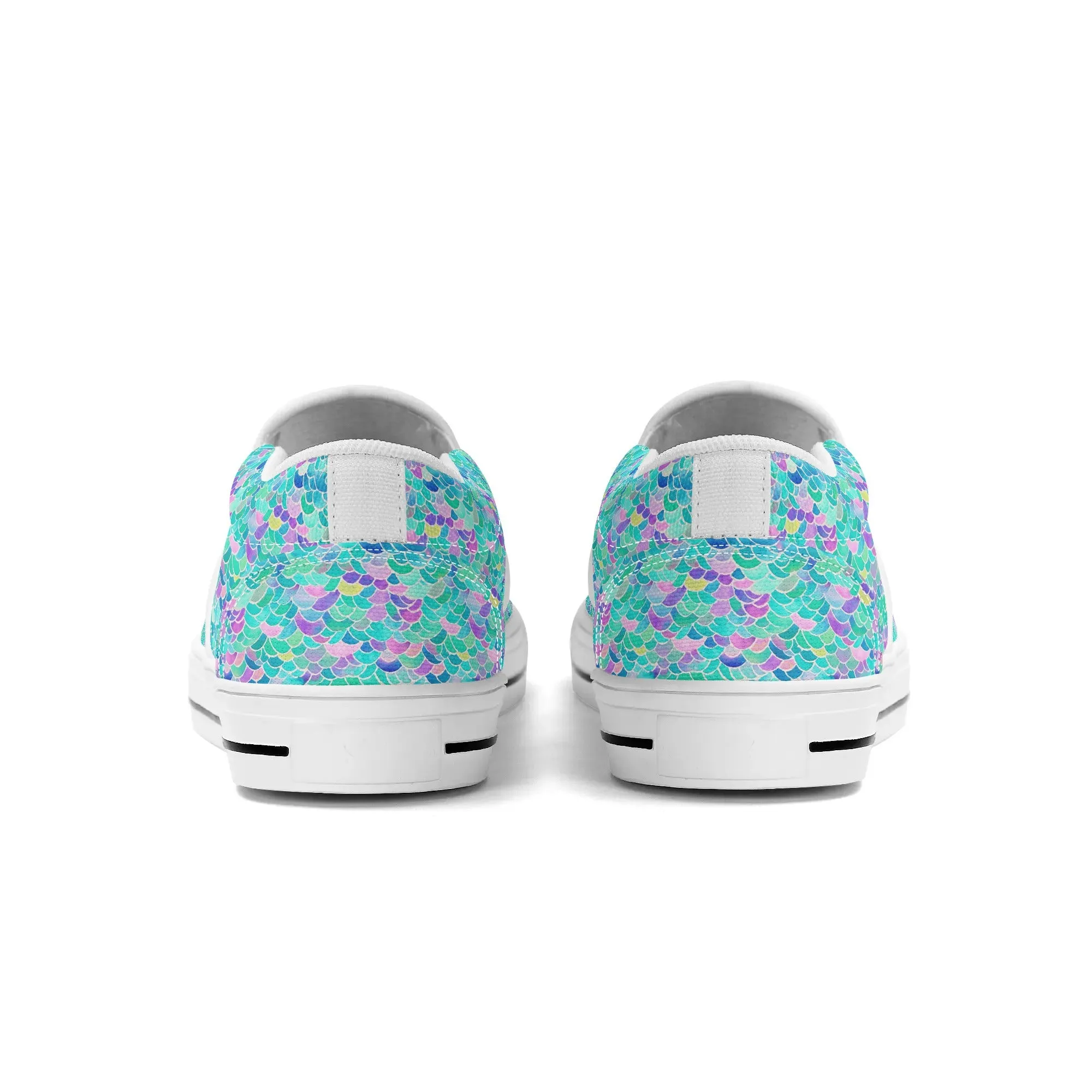 Pastel Seas: Mermaid Tail in Enchanting Pastel Hues Womens Canvas Slip On Shoes US5-US12
