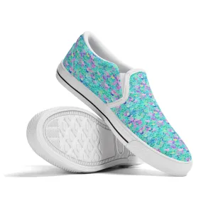 Pastel Seas: Mermaid Tail in Enchanting Pastel Hues Womens Canvas Slip On Shoes US5-US12