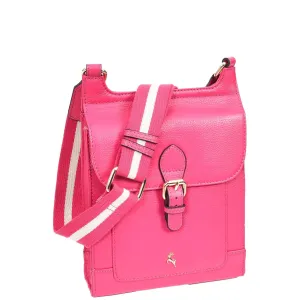 Real Leather Crossbody Bag Women's Casual Style Messenger Xela Pink