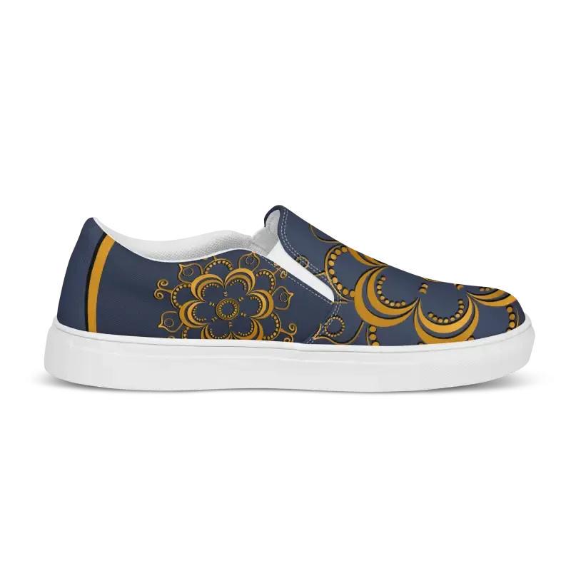 Step Up Navy Blue Mandala Canvas Shoes