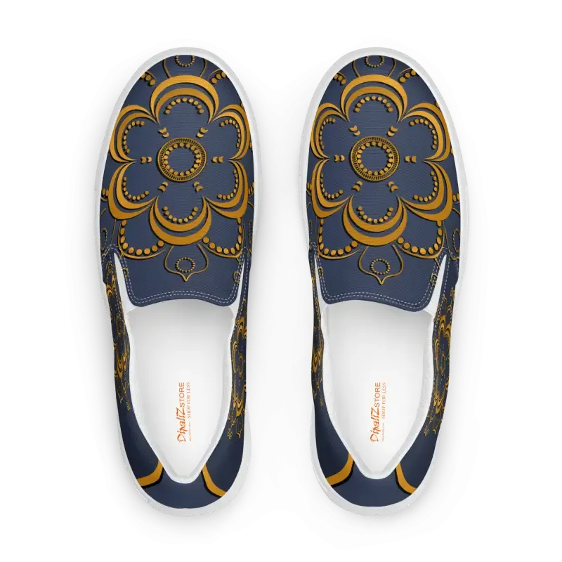 Step Up Navy Blue Mandala Canvas Shoes
