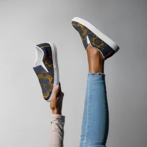 Step Up Navy Blue Mandala Canvas Shoes