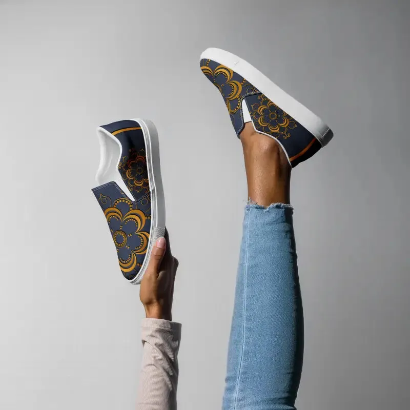 Step Up Navy Blue Mandala Canvas Shoes