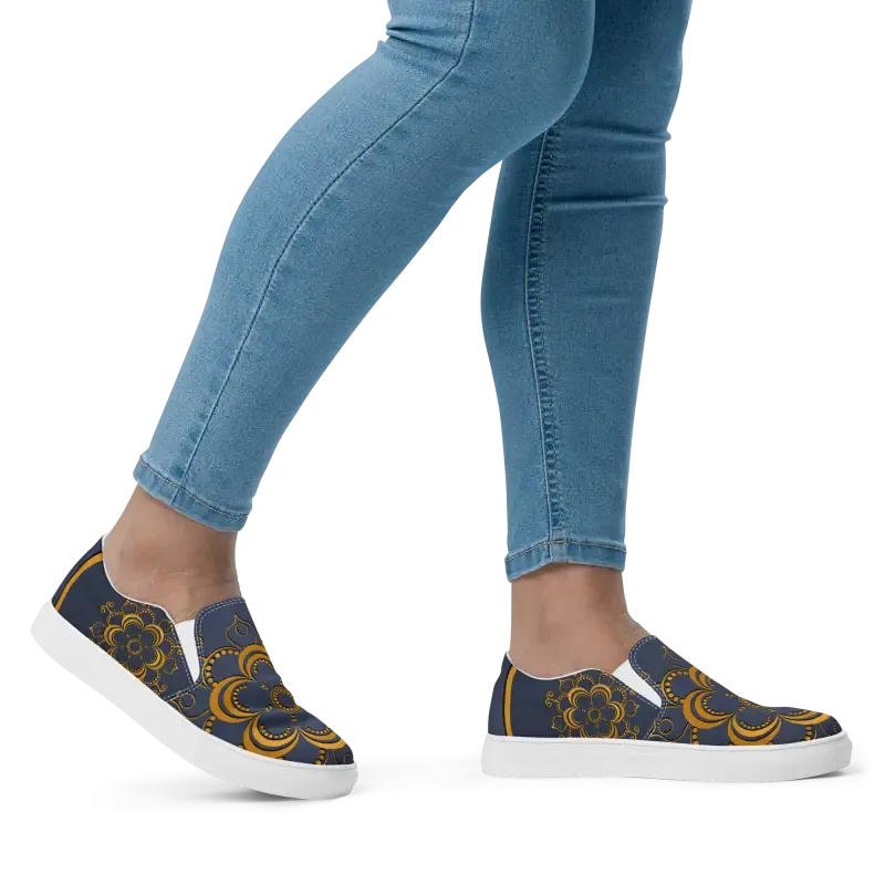 Step Up Navy Blue Mandala Canvas Shoes