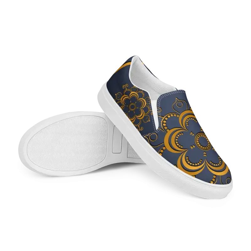 Step Up Navy Blue Mandala Canvas Shoes