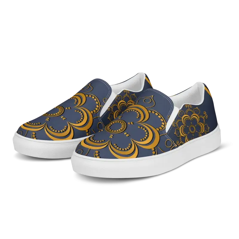 Step Up Navy Blue Mandala Canvas Shoes