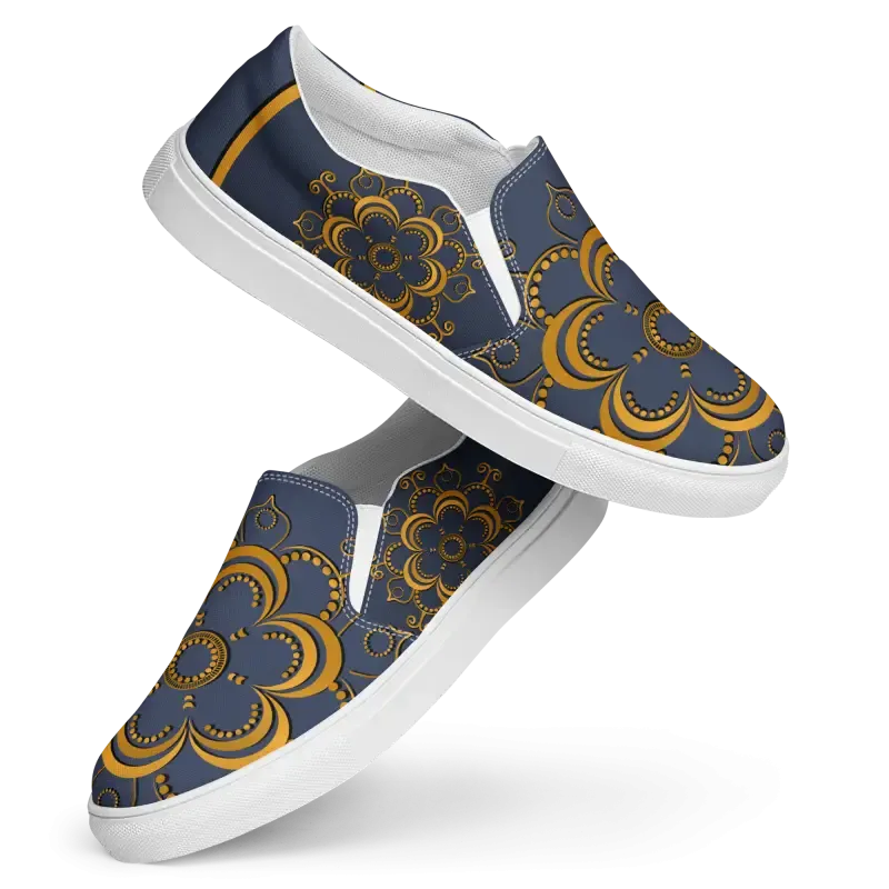 Step Up Navy Blue Mandala Canvas Shoes