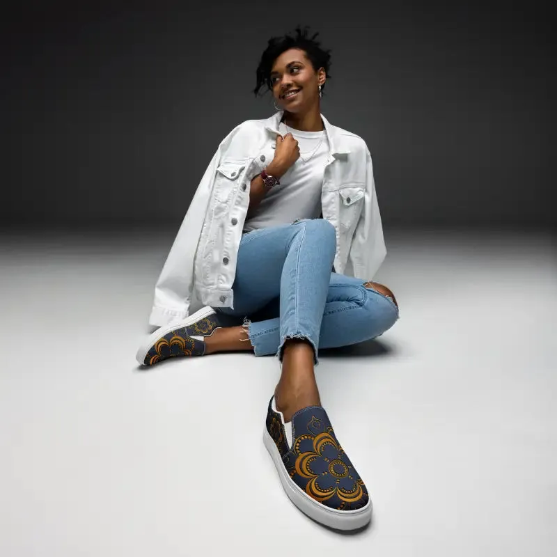 Step Up Navy Blue Mandala Canvas Shoes