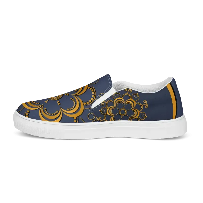 Step Up Navy Blue Mandala Canvas Shoes