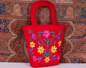 Suede Leather Kashmiri Work  Hand  Bag